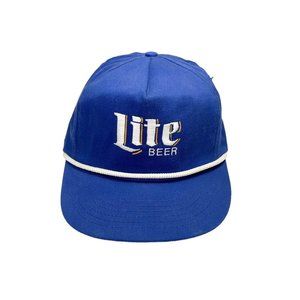 Vintage Miller Lite "Lite Beer" Adjustable Trucker Hat with Rope- Blue